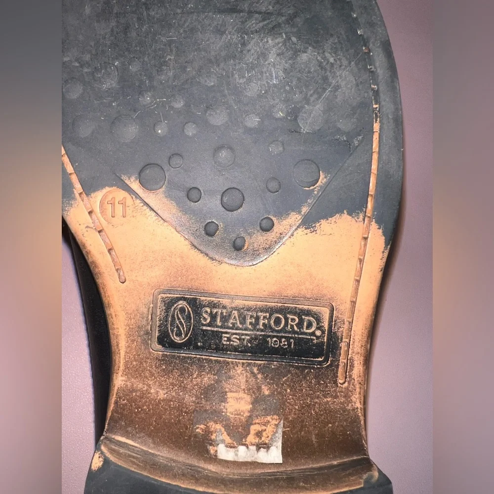Stafford‎ Executive Wingtip Black Leather Oxford Dress Shoes Men’s Size 11 M